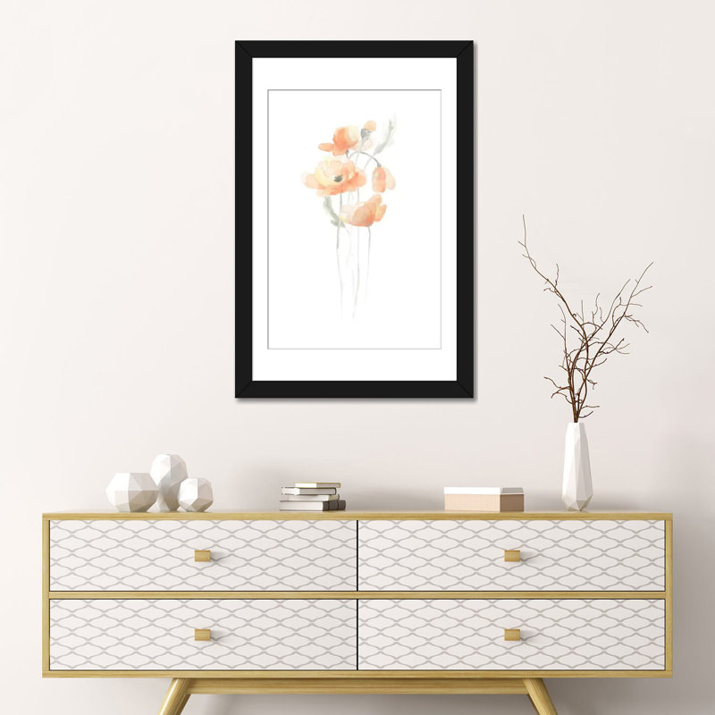 « délicat bouquet iv », impression sur toile, H 24 po x l 16 po x P 1 po, Papier d'art encadré noir, Blanc