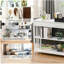 Console Hallway Table with Extra Wide Pull Out Drawer, 2 Open Shelves-343920758
