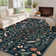 Insect and Plant Vertical Striped Textured Washable Area Rug - Nature-Inspired Carpet for Living Room, Bedroom, or Office