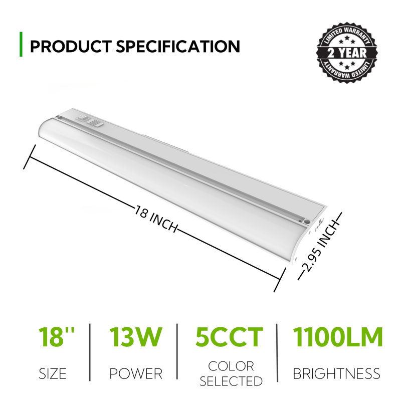 1100 lumens, 13W sous l'armoire Cct a conduit la lumière avec 5 couleurs (2700K / 3000K / 3500K / 4000K / 5000K sélectionnable)