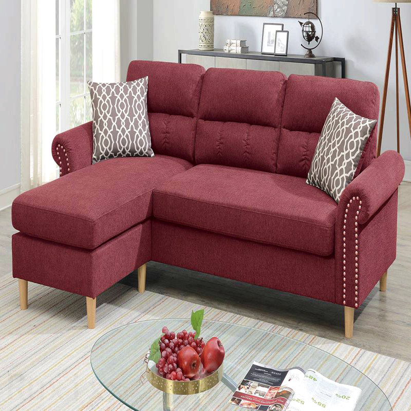 Ensemble de canapé modulaire réversible en polyfibre de couleur rouge Paparika