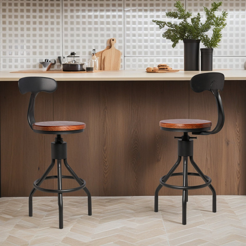 Tabouret de bar Rustic, 2, Noir