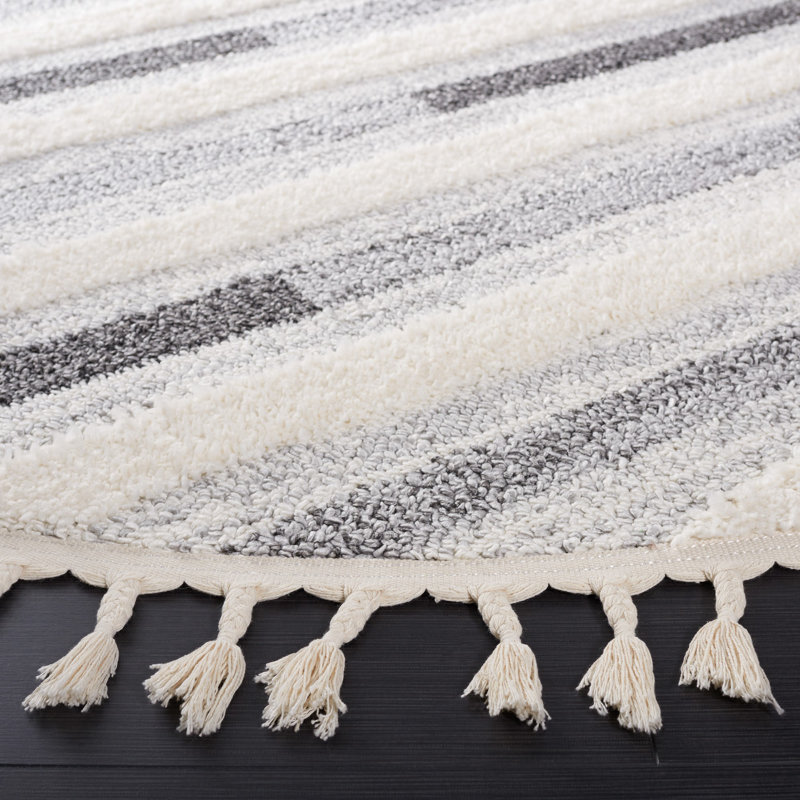 Tapis à poils longs Moroca, Rond 6 pi 7 po