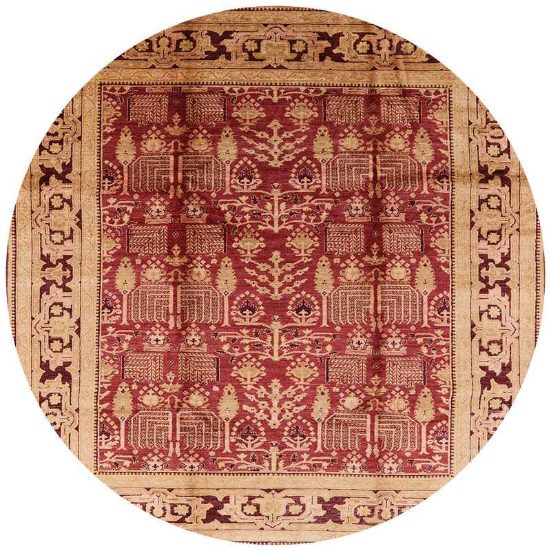 Tapis à motif oriental rouge / brun, Rond 6 pi