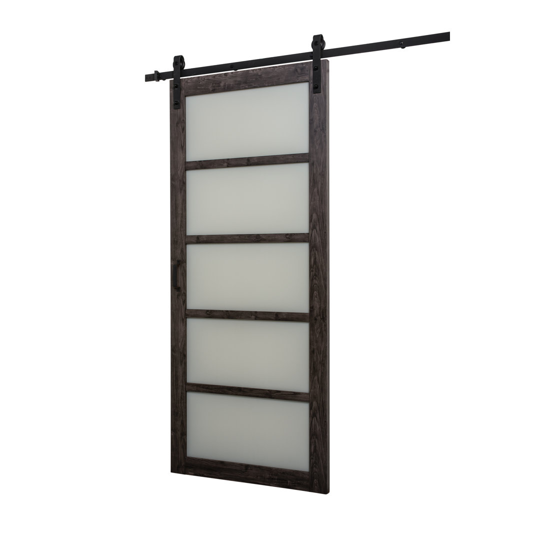 Glass Barn Door with Installation Hardware Kit Renin Finish: Ironage Gray