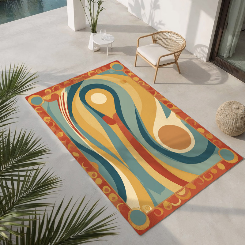 Groovy Curl Indoor And Outdoor Area Rug, Rectangle 3' x 5'