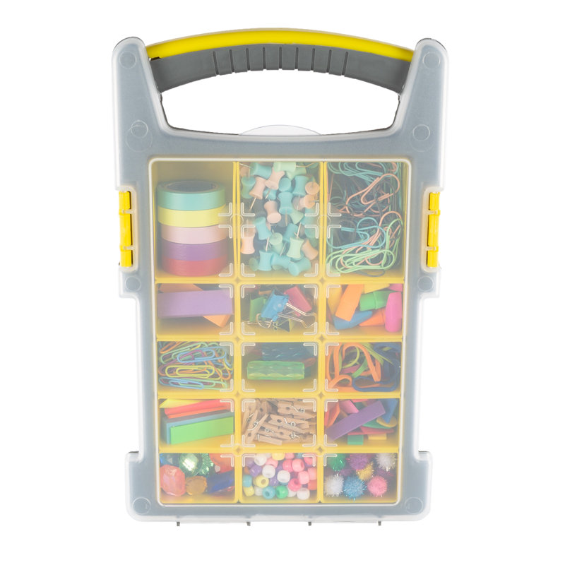 Yellow and Black Plastic Tool and Hardware Organizer Set with Clear Tops