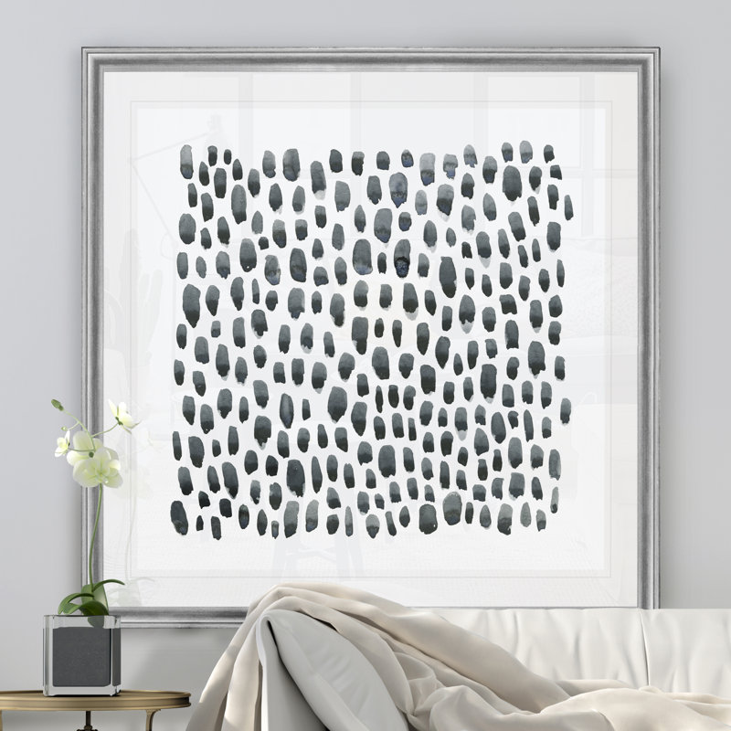 «Blue Gray Tessera II», reproduction d'art sur toile, Cadre argenté, H 18 po x l 18 po x P 1,5 po