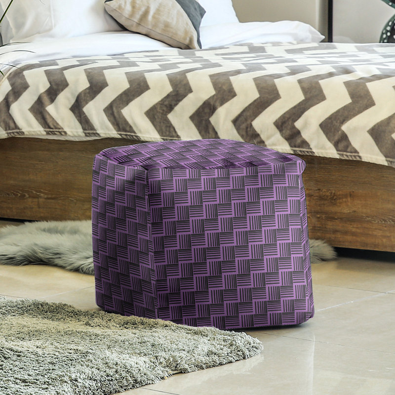 Repose-pieds cubique à rayures classic basketweave, Noir / Violet