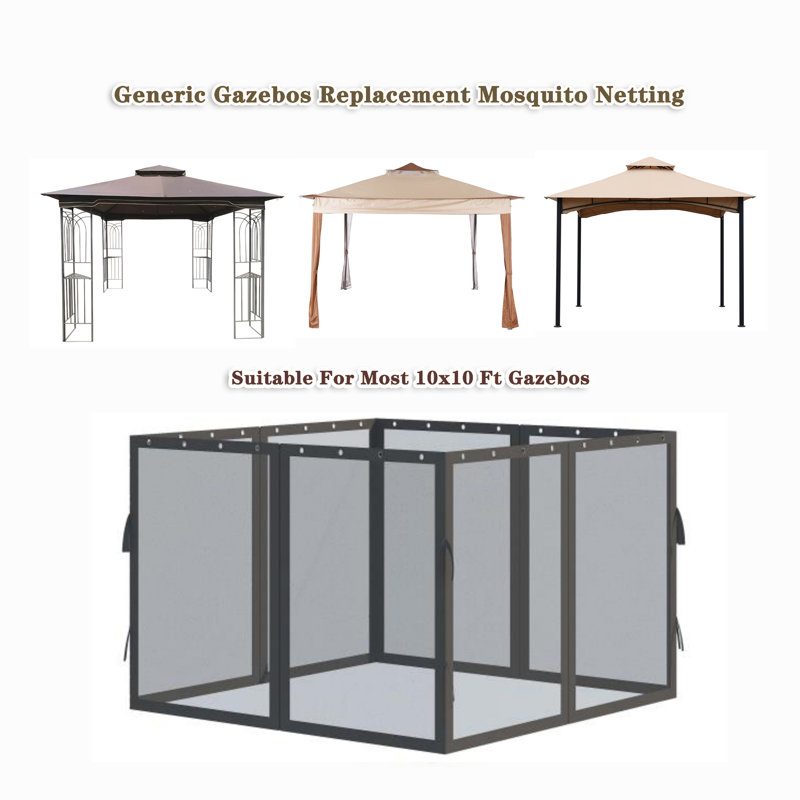 Moustiquaire de remplacement pour moustiquaire Gazebo, Noir