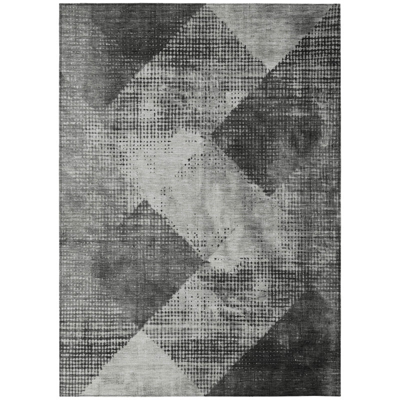 Tapis intérieur lavable à motif géométrique gris 10 pi x 14 pi HomeRoots