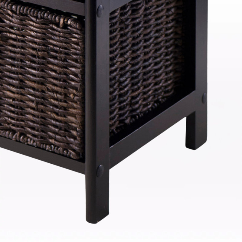 Étagère de rangement Omaha avec 2 paniers en feuilles de maïs pliables, H 20,31 po x l 16,77 po x P 12,28 po