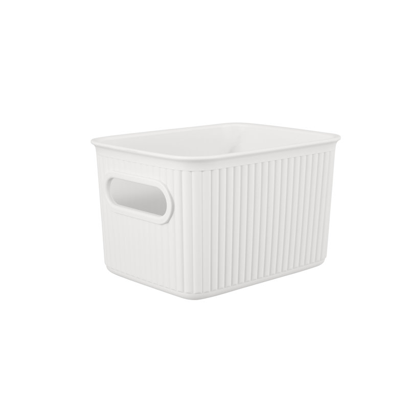 Ensemble de paniers en plastique nervuré, Blanc, 1