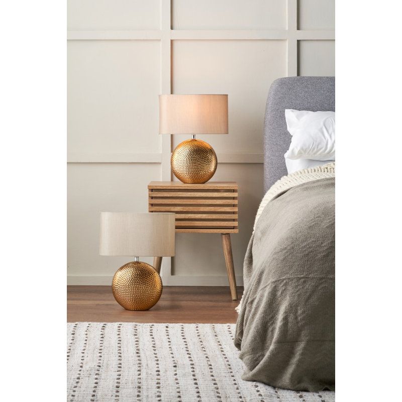 Mabel Ceramic Table Lamp, Brown, Natural