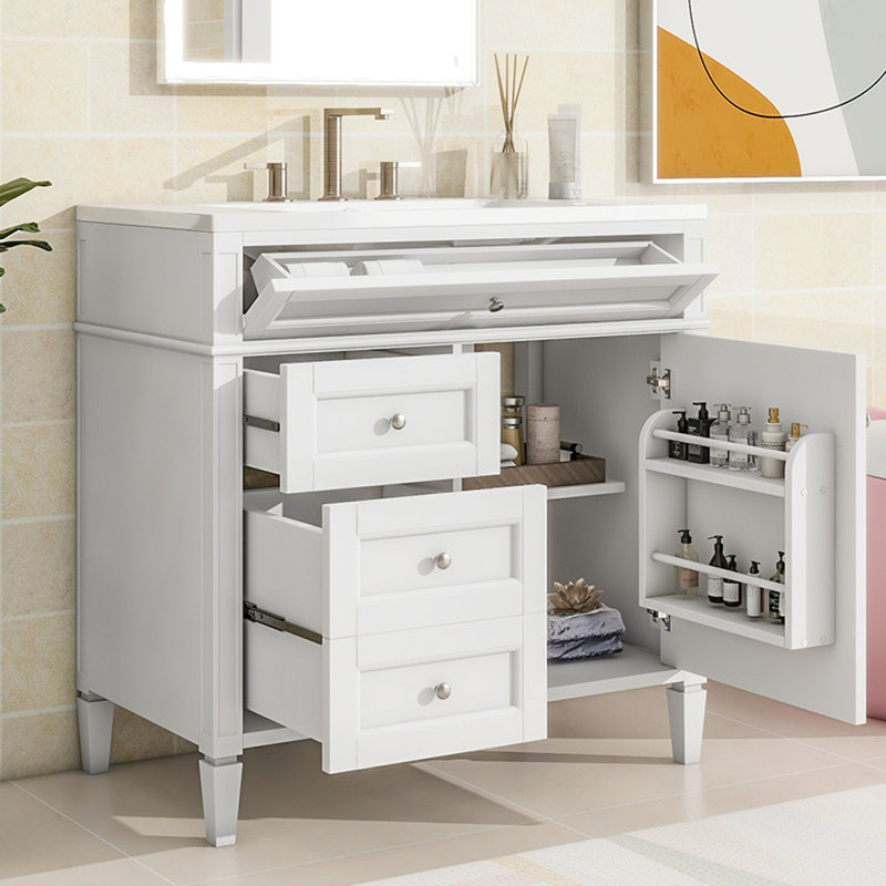 Meuble-lavabo 36 po avec lavabo supérieur, Blanc