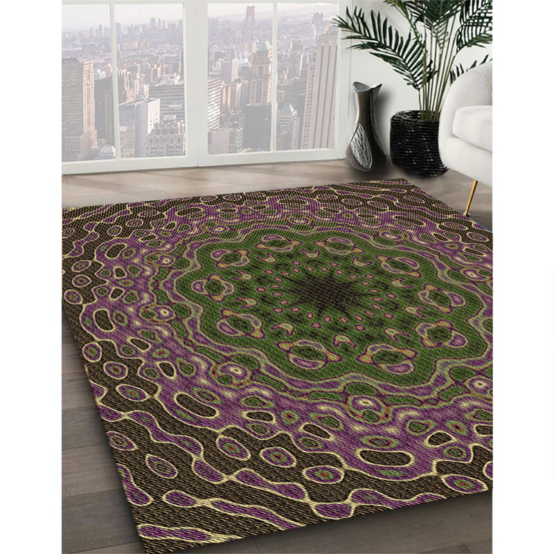 Tapis 100% motif lavable à la machine 2989 18 BRN, Rectangle 8 pi x 12 pi