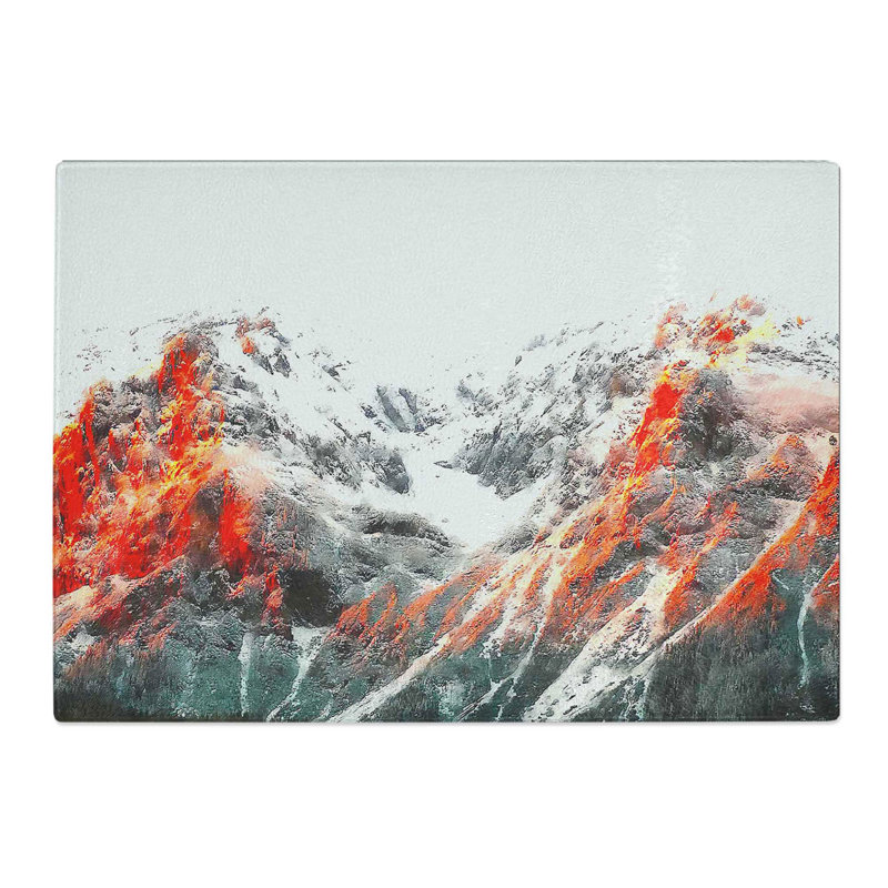 Tempered Glass Alpenglow upon the Mountains Painting Chopping Board, 20 cm x 28.5 cm