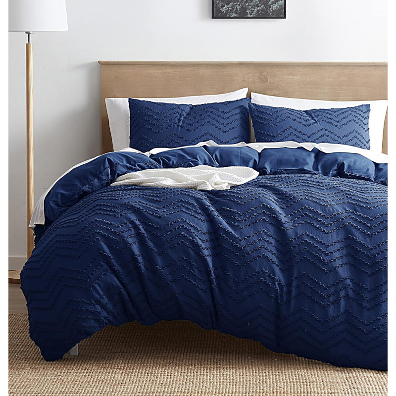 Ensemble de housse de couette toutes saisons avec insert et taies décoratives Soft, Très grand lit, Marine