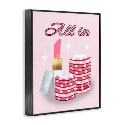 All In Poker Chips & Lipstick Framed Giclee, design by Nina Jacobs