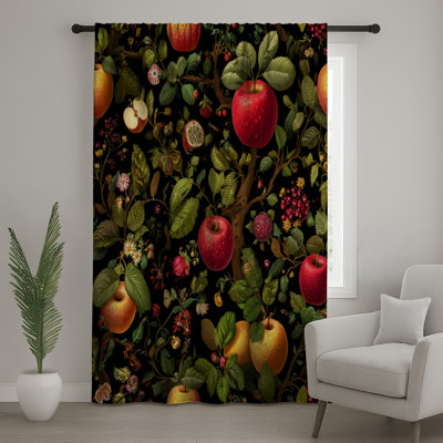 Apples Window Curtains, Floral Sheer & Blockout Curtains - 1 Panel
