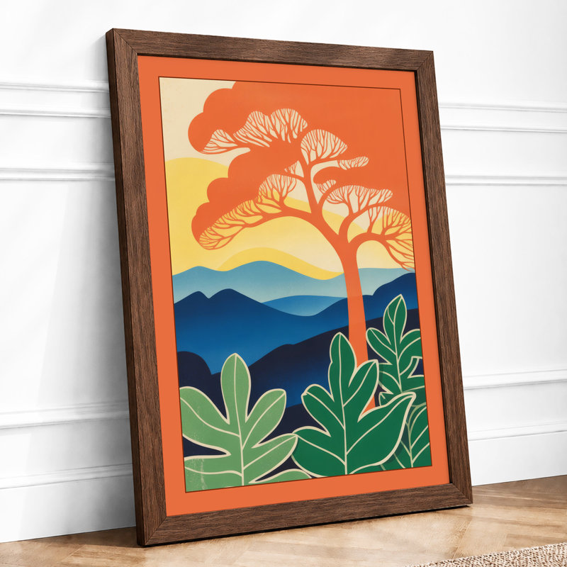 Desert Landscape Rustic - Framed Print, A4 - 29.7 x 21.0 cm, Walnut
