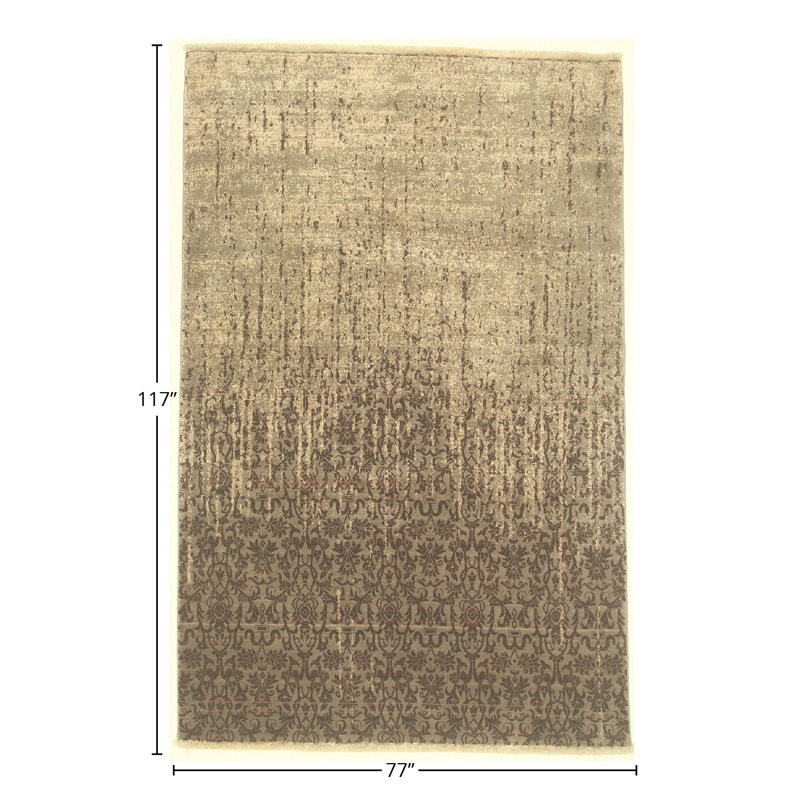 Handmade Cotton and Silk Abstract Area Rug