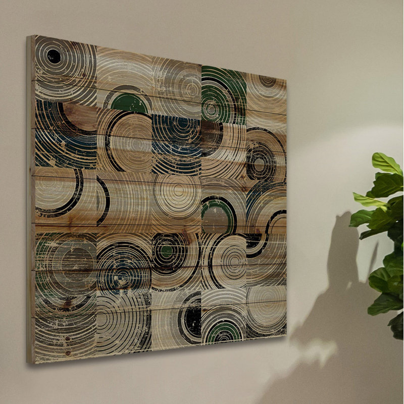 « tourbillons rings », reproduction sur bois, H 32 po x l 32 po