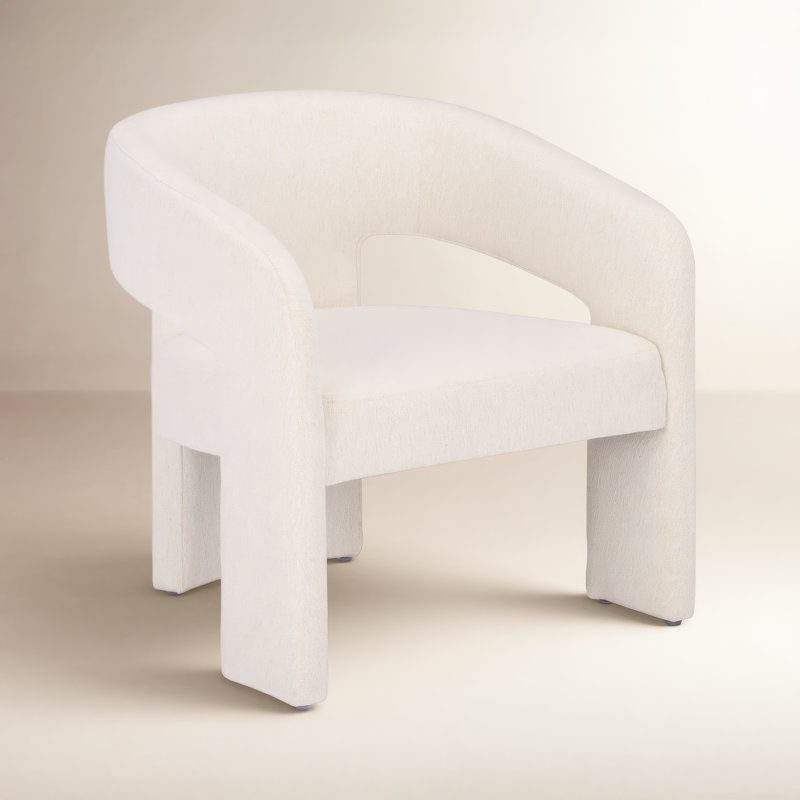 Ashlyn 28.5" W Upholstered Armchair, Ivory Boucle