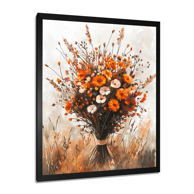 Harrison - Floral Wall Art Living Room, Noir, noir, noir, noir, H 20 po x l 12 po, Reproduction encadrée d'une seule photo