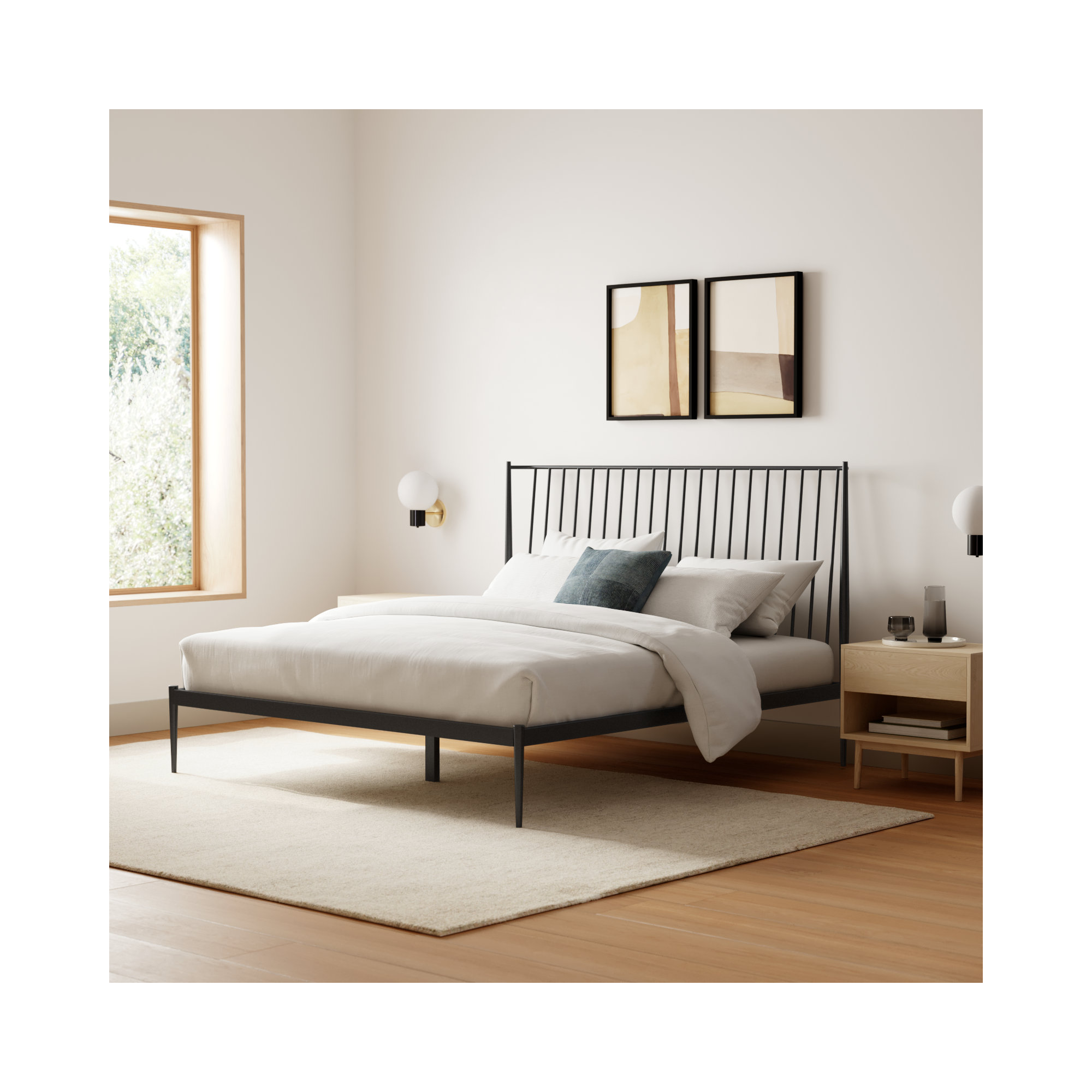 Aston Spindle Bed, Black, Queen