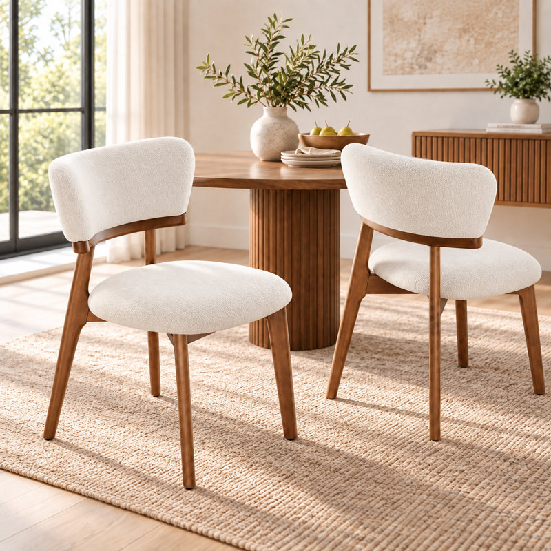 Chaises de salle à manger Devleta en velours, chaises capitonnées de style Mid-Century avec pieds en métal, Beige