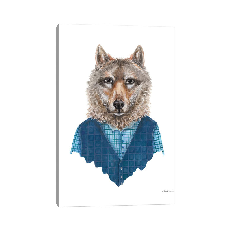 Wolf In Waistcoat by Rachel Nieman - Gallery-Wrapped Canvas Giclée on Canvas, Canvas, 20.32 cm H x 30.48 cm W