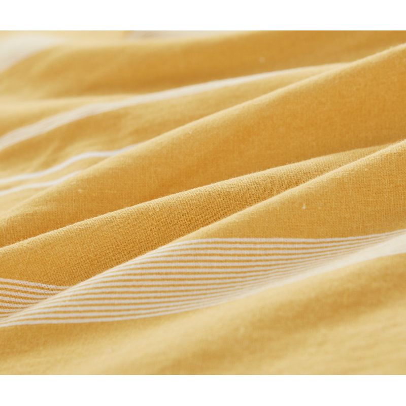  Ensemble de draps en coton 160 fils, Grand, Jaune/blanc