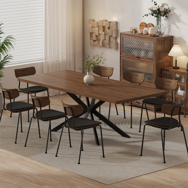 Table de salle à manger extensible Averni 55,1 à 70,9 pouces, Noyer grain horizontal (sans rangement)