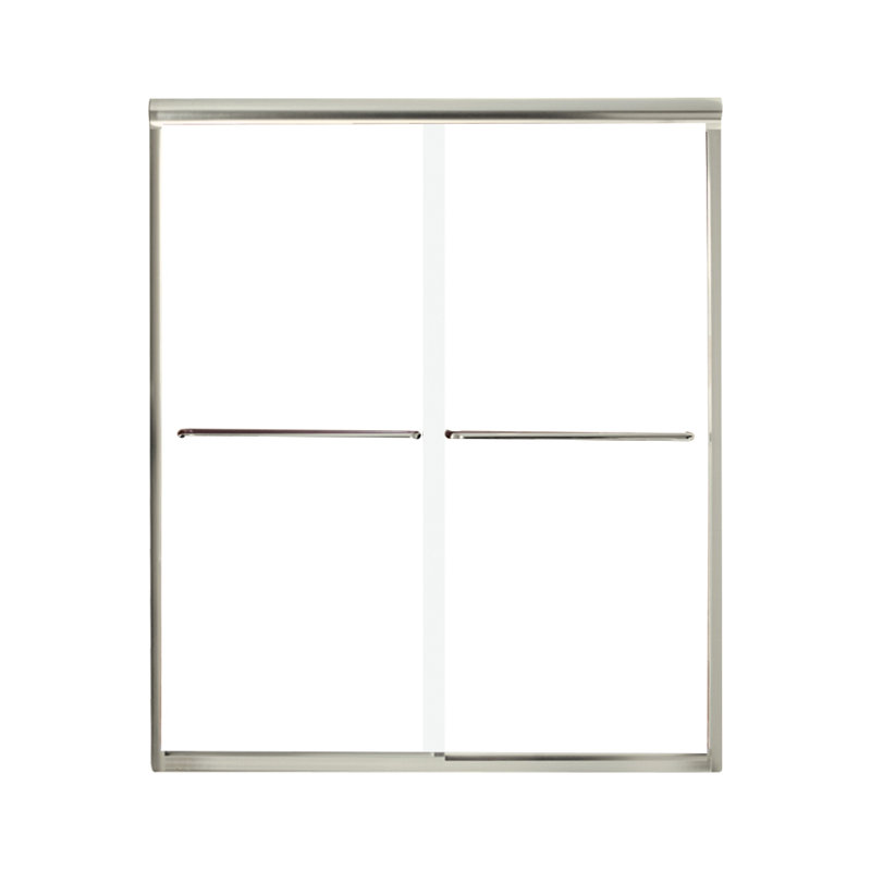 60" W x 74.75" H Frameless Rectangle Sliding Shower Kit with Towel Bar and Base Included, Nickel