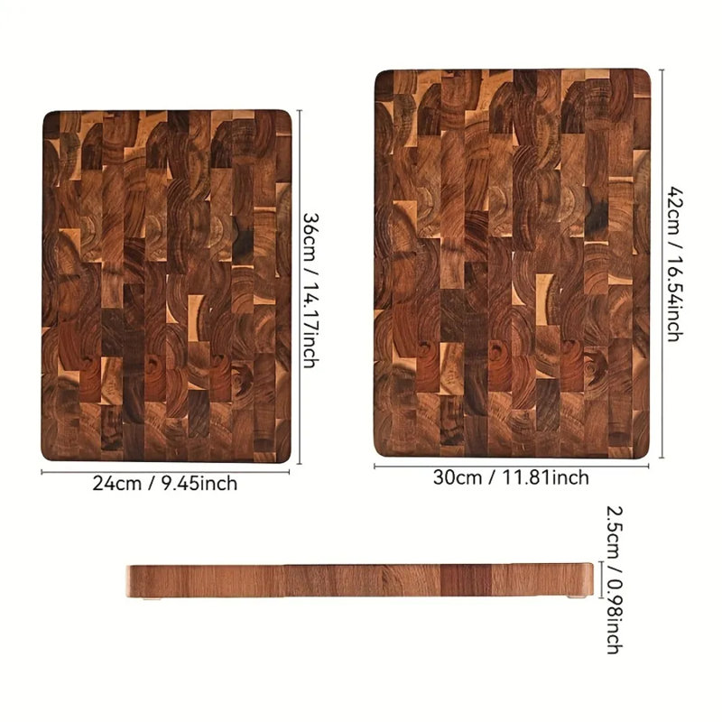 Grande planche à découper en bois d'acacia - planche à découper réversible pour viande, légumes, fruits et barbecue, planche de cuisine professionnelle pour les chefs et les cuisiniers à domicile