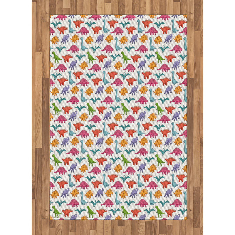 Tapis décoratif en fibre de polyester à haute densité Dinosaur, Rectangle— 4 pi x 5 pi 8 po