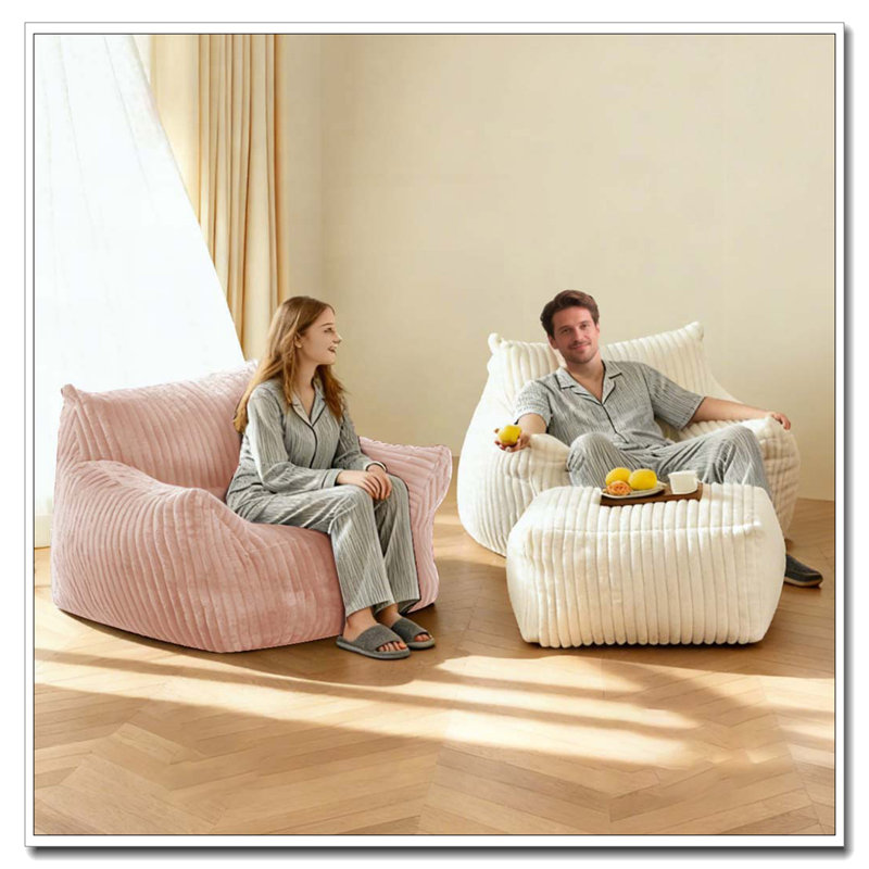 Canapé avec repose-pieds, Rose