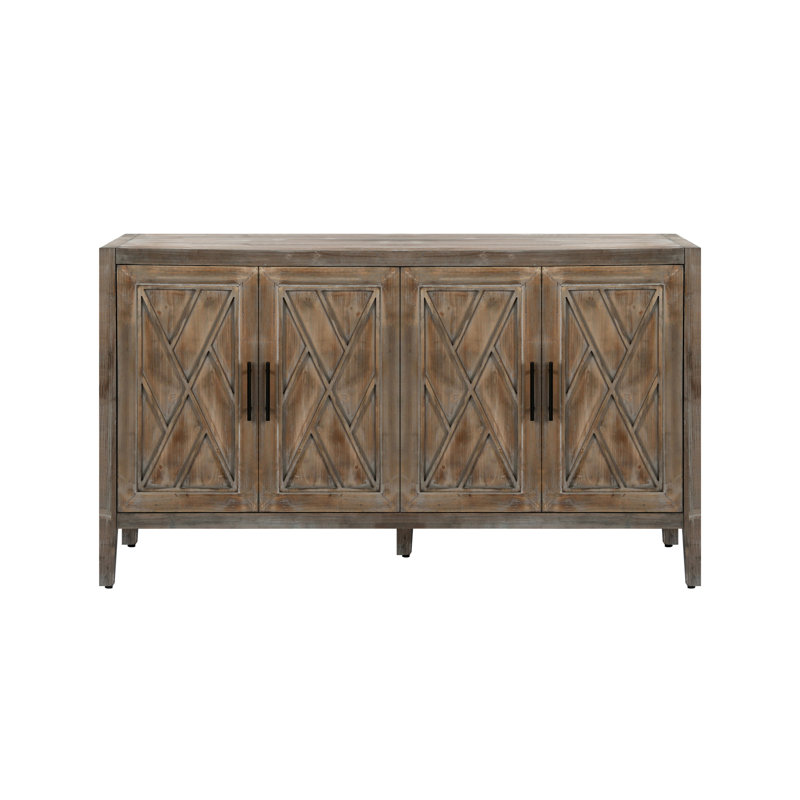 Buffet de salon 4 portes avec tablette réglable - Buffet brun antique