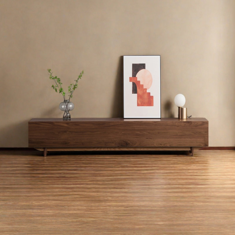 Walnut TV Stand with Cabinets Storage, 15.75"H x 82.67"L x 15.75"W