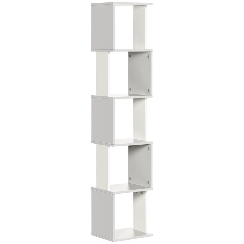 Lorentzen 161cm H x 33cm W Geometric Bookcase, Grey/White