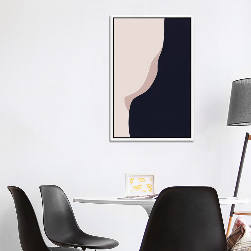 Navy Rose Abstract II by Leah Straatsma - Print on Canvas, 101.6cm H x 66.04cm W x 3.81cm D, White Floater Framed