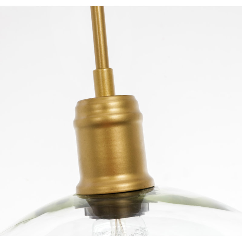 Luminaire suspendu sphérique 1 lumière Hammel, Laiton, H 14,8 po x l 12,5 po x P 12,5 po