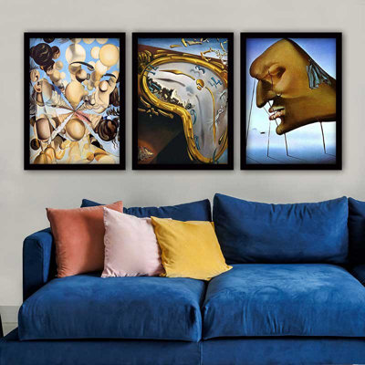 Elegant Decorative Framed Painting Set (3 Pieces), 13.8 x 17.7 inches Each | 100% Wooden with 100% Polystyrene Frame (Thickness: 0.8 inches) | UV Digital Printing, Perfect for Living Room & Home Décor