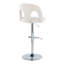 Tabouret de bar réglable en métal chromé et tissu blanc neige avec repose-pieds arrondi en T - ensemble de 2-1490528876