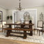 Banc brun en bois de manguier avec incrustation de parquet Marsels