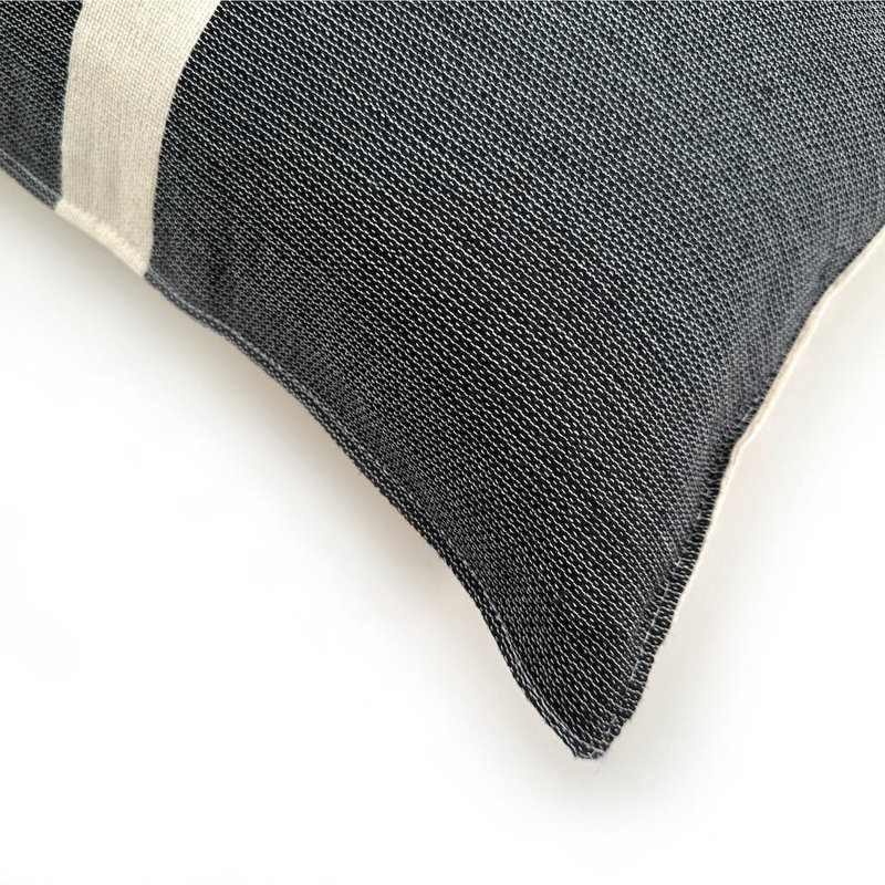 Housse de coussin tissé avec crème, Noir, noir, noir, noir