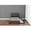 Base de lit plateforme avec 2 tiroirs de rangement et tête de lit avec port USB, tissu simple en lin, support à lattes de bois, aucun sommier requis