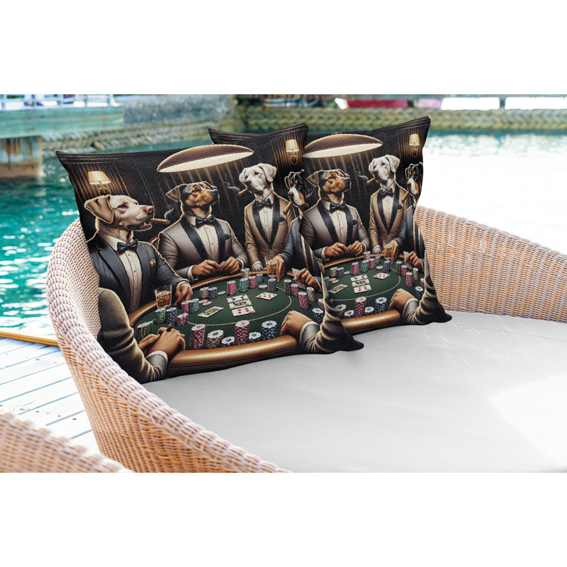 Coussin décoratif réversible en tissu, Carré, H 18 po x l 18 po