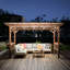 Pergola en bois avec toit en métal, ampoules et comptoirs d'espacement. Toit de belvédère très stable et exceptionnel.